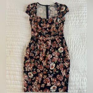Mystic Navy Floral Cap Sleeve Dress
